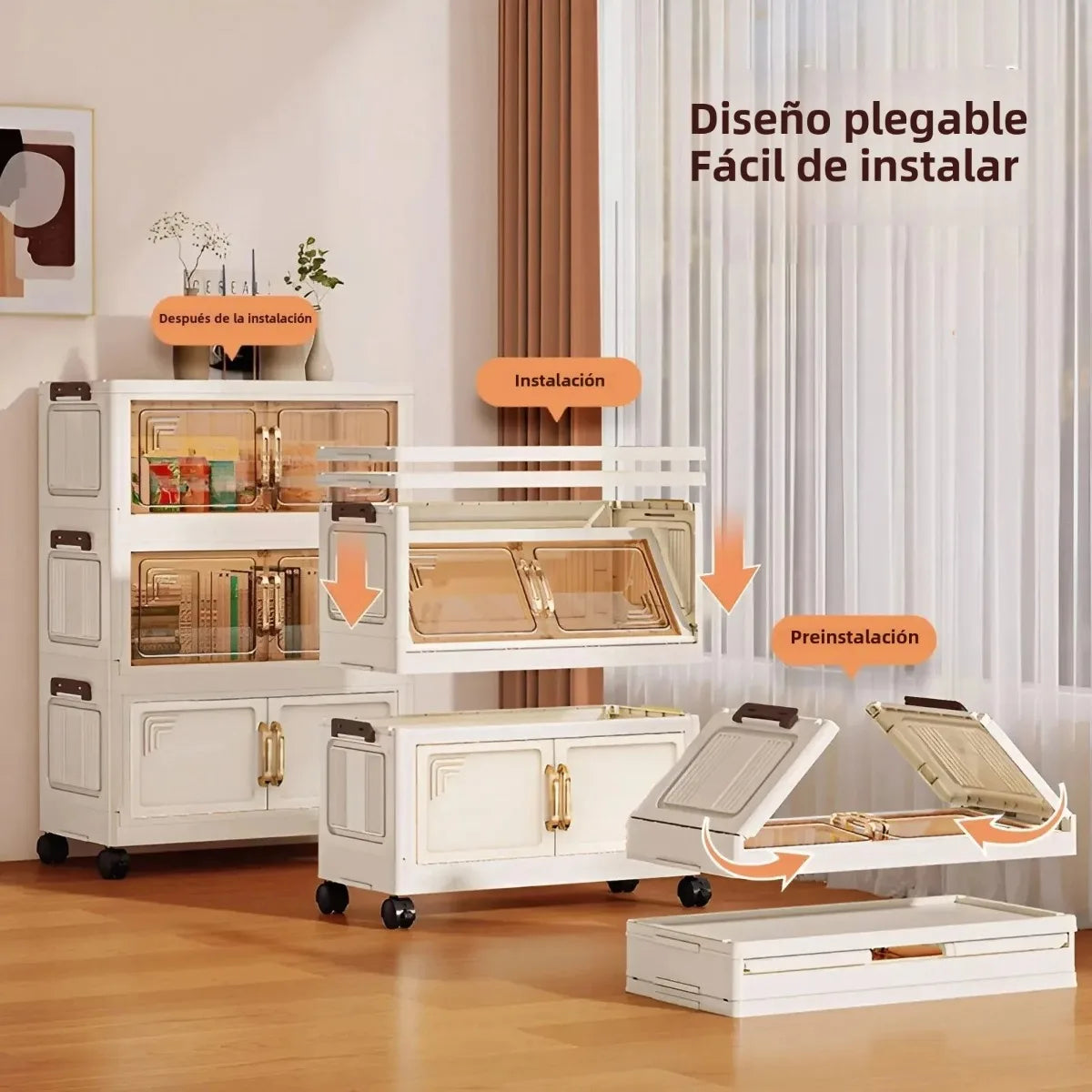 Foldable Modular Storage Cabinet – Stackable Space Saving Organizer