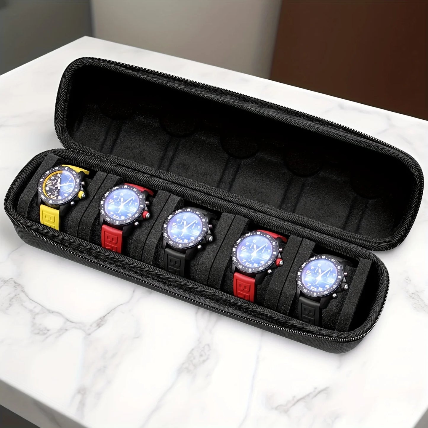 5-Slot Hard Shell Watch Travel Case