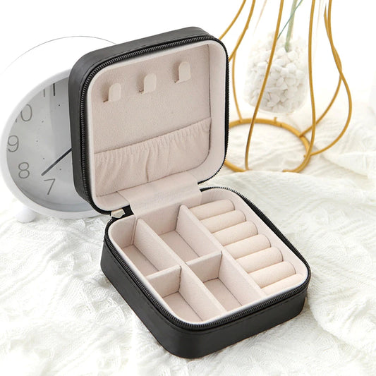 Storage Box Ladies Travel Leather Jewelry Box Classic Black Pure White Fashion Pink Storage Box