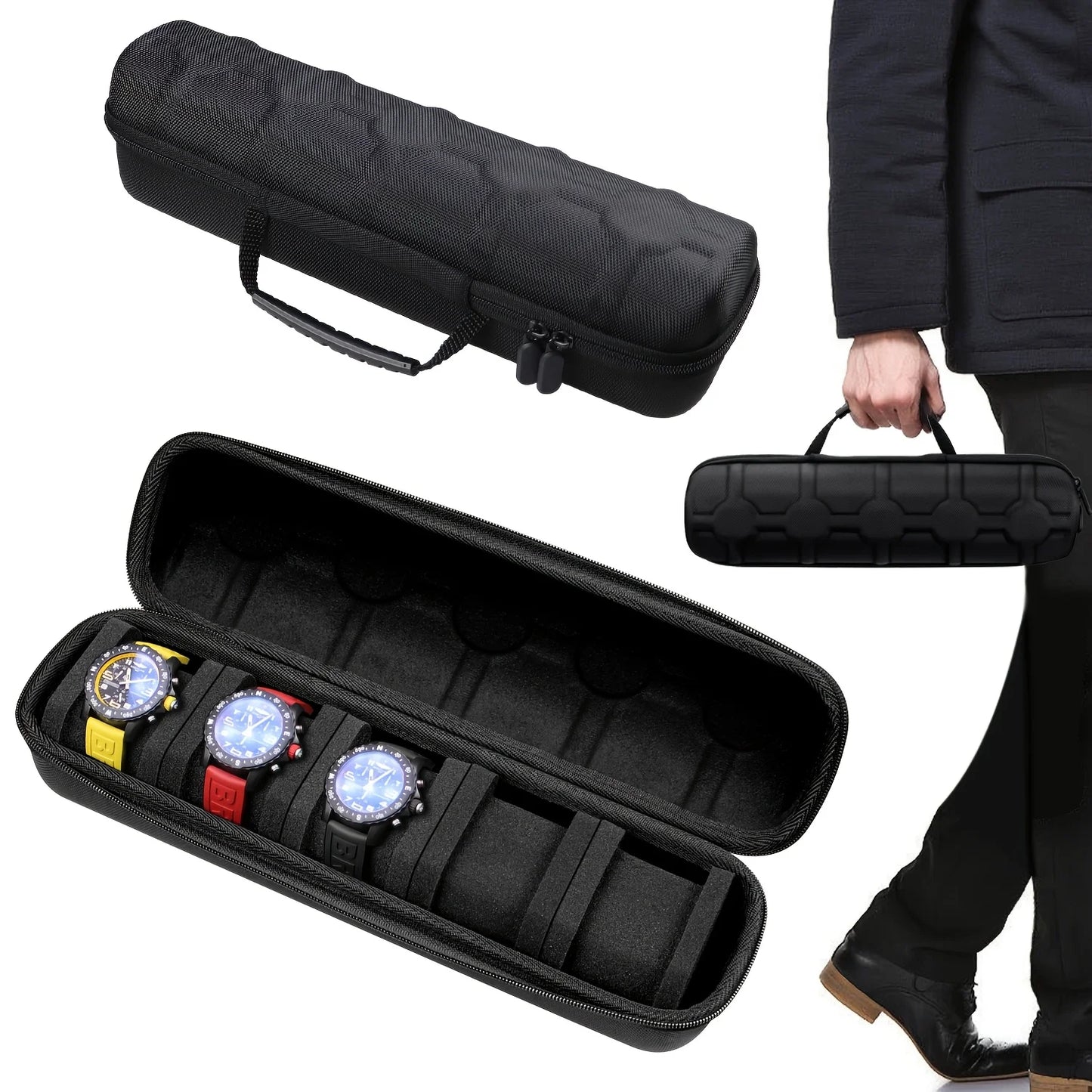 5-Slot Hard Shell Watch Travel Case
