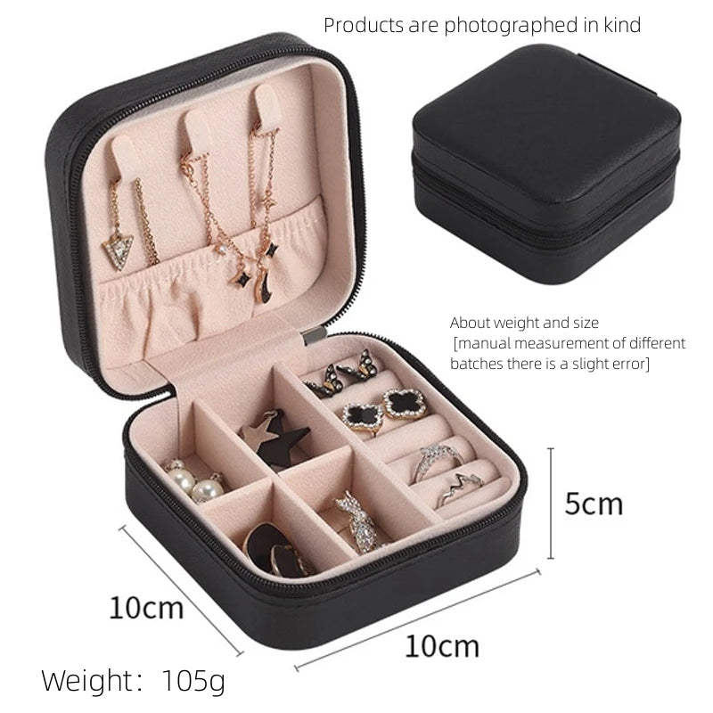 Storage Box Ladies Travel Leather Jewelry Box Classic Black Pure White Fashion Pink Storage Box