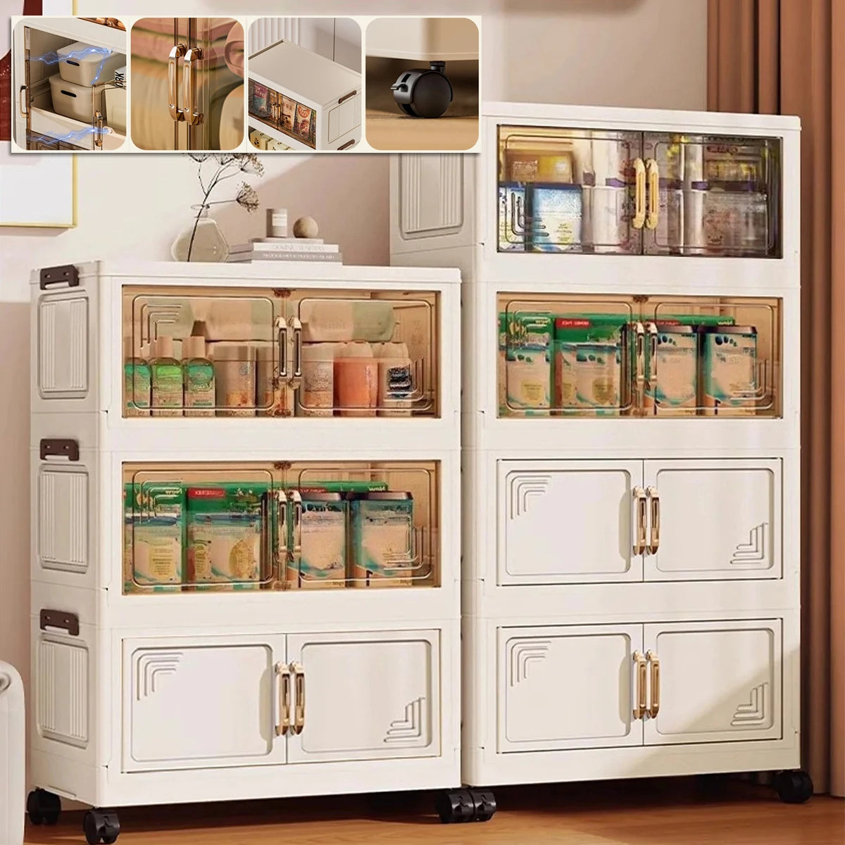 Foldable Modular Storage Cabinet – Stackable Space Saving Organizer