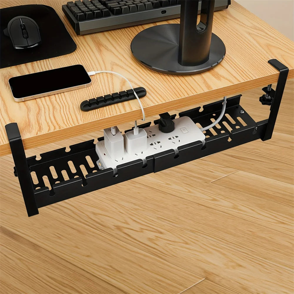 Adjustable Under-Desk Cable Management Tray – Clean & Clutter-Free Setup