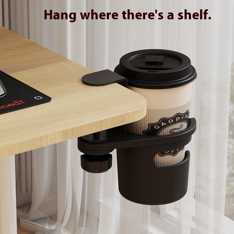 Rotatable Clamp-On Desk Cup Holder – Spill-Proof Workspace Solution