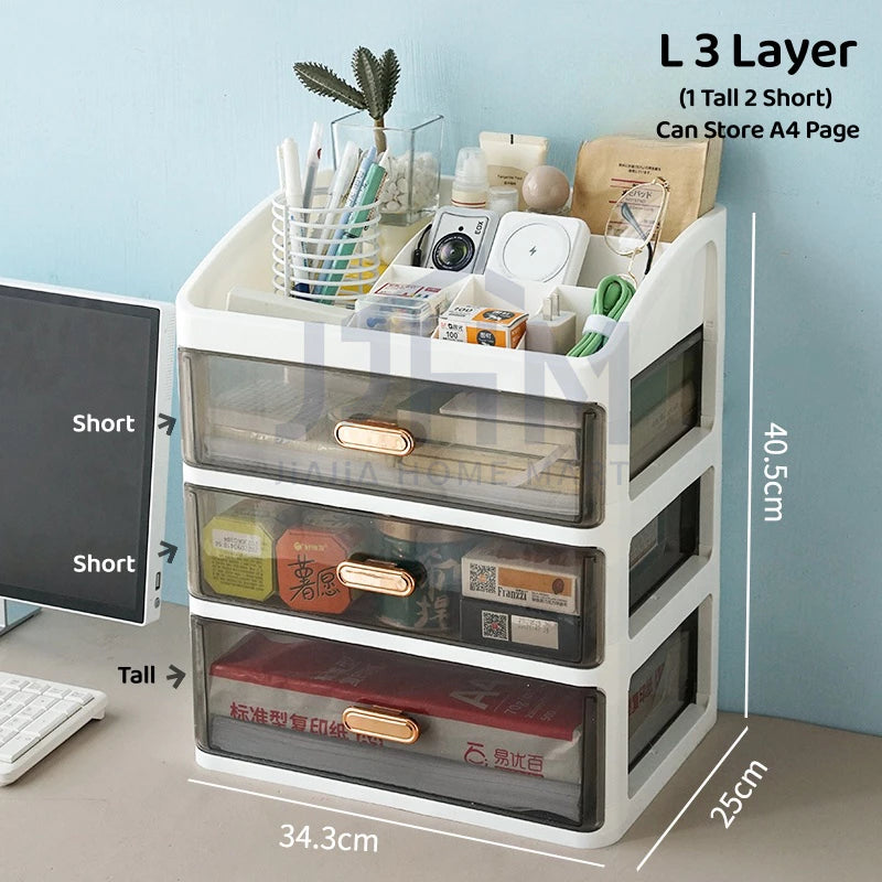 Multi-Layer Desktop Drawer Organizer – High-Capacity Storage System