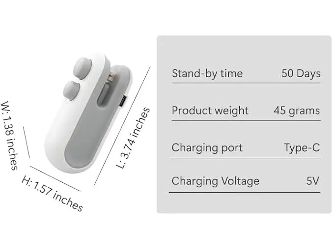 Mini bag sealer product size and parameters