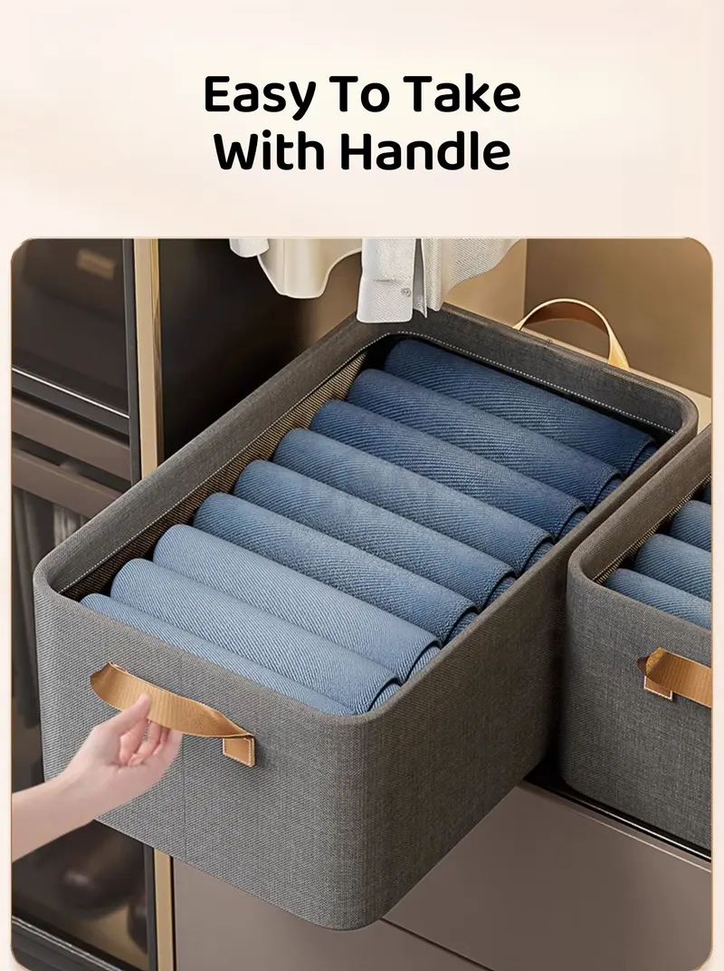 Foldable storage box easy carry handle