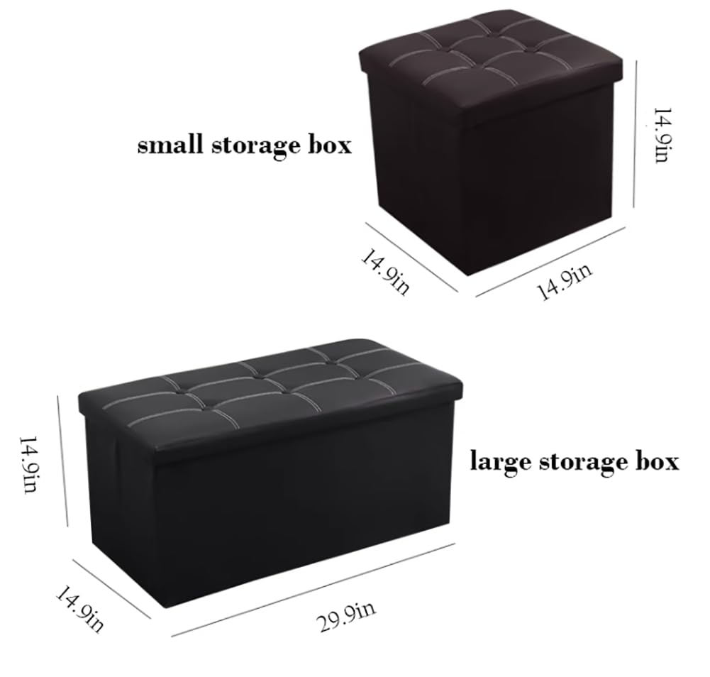 Foldable storage ottoman size and product image