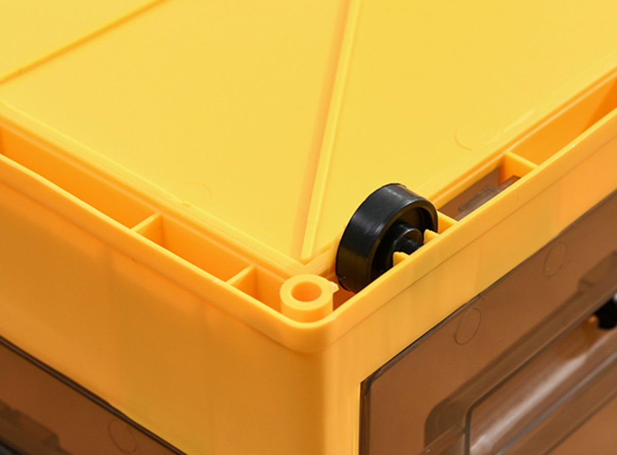 Storage organizer pulley wheel design