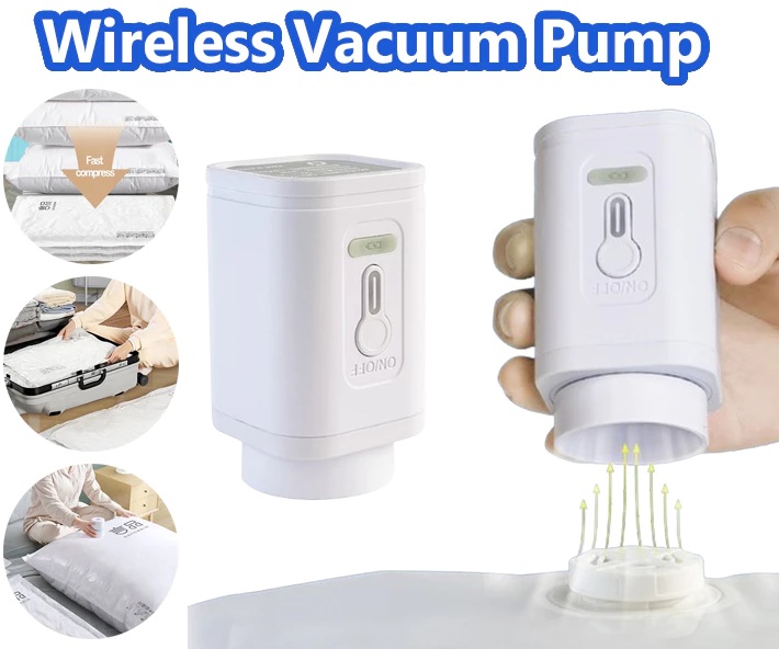 Cordless air pump for vacuum compression bag