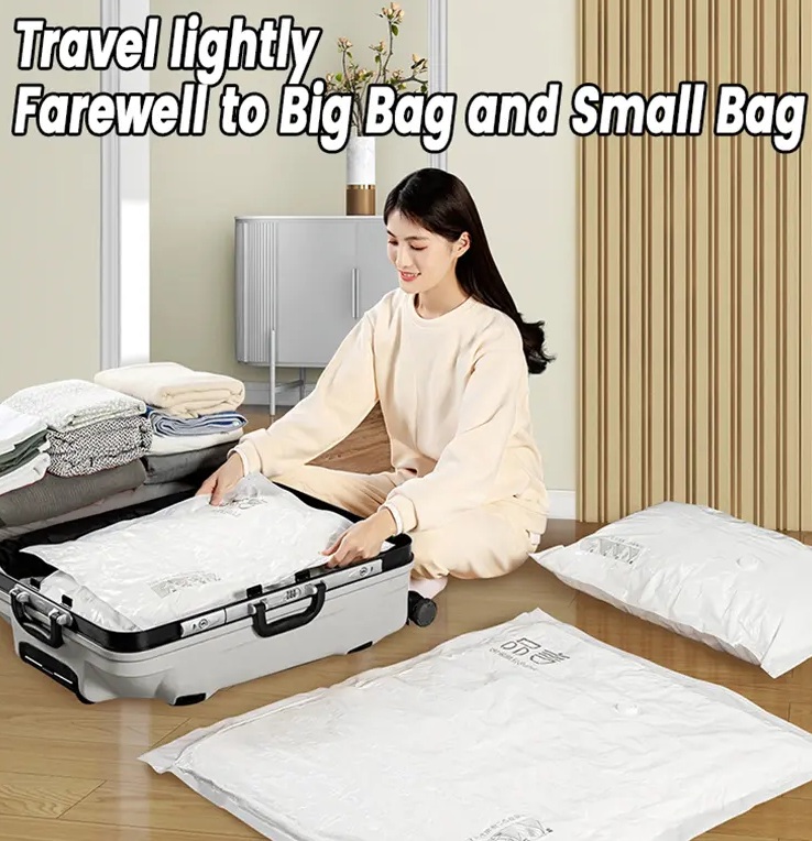 Vacuum compression bag used for travel packing